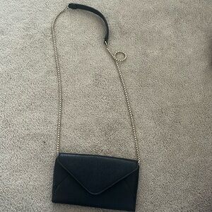 Zara Black Leather Mini Purse/Wallet Gold Chain